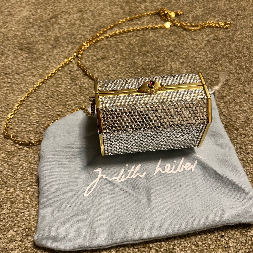 Judith Lieber crystal and gold small evening purse.